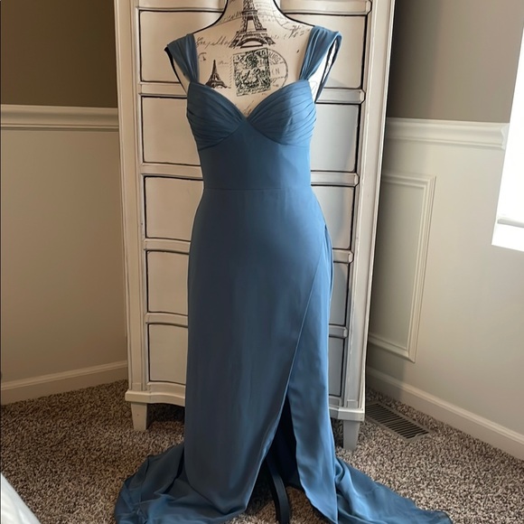 Azazie Blue Maxi Dress - Picture 1 of 15
